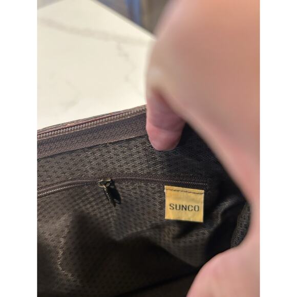 Vtg Sunco Brown Eel Skin Leather Shoulder Handbag Purse Retro Brass Accent 1990s - Picture 6 of 14